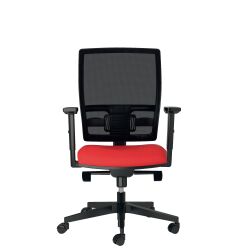 Bureaustoel met rug in netstructuur en stoffen zitting Bruneau Activ' rood - Permanent contact