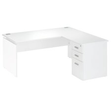 Bureau d'angle L 160 cm avec retour suspendu sur caisson positionnable droite/gauche Intuitiv' couleur