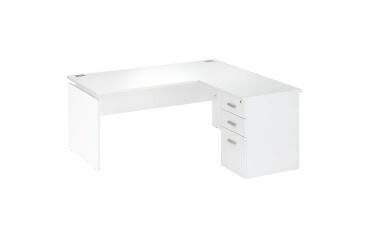 Bureau d'angle L 160 cm avec retour suspendu sur caisson positionnable droite/gauche Intuitiv' couleur