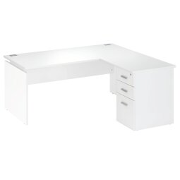 Bureau d'angle L 160 cm avec retour suspendu sur caisson positionnable droite/gauche Intuitiv' couleur