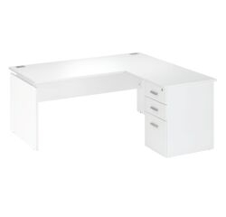 Corner desk L 160 x D 160 cm with suspended return on pedestal positionable right/left Intuitiv' color