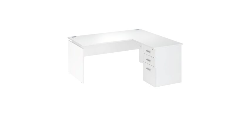Corner desk L 160 x D 160 cm with suspended return on pedestal positionable right/left Intuitiv' color