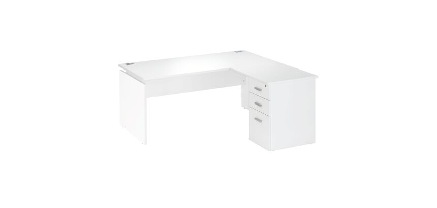 Bureau d'angle L 160 x P 160 cm avec retour suspendu sur caisson positionnable droite/gauche Intuitiv' couleur