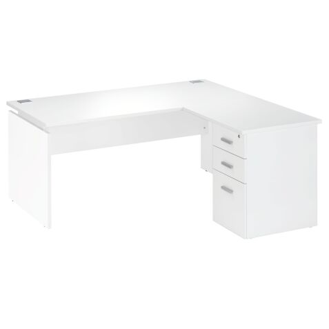 Bureau d'angle L 160 x P 160 cm avec retour suspendu sur caisson positionnable droite/gauche Intuitiv' couleur