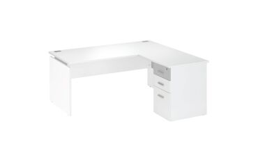 Escritorio blanco esquinero 160 cm orientable derecha/izquierda con cajonera 3 cajones Intuitiv'