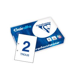 Papier A4 weiß 80 g Clairefontaine Clairalfa perforiert 2 Löcher - Riemen von 500 Blatt