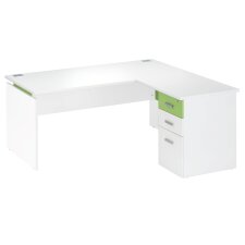 Bureau d'angle L 160 cm avec retour suspendu sur caisson positionnable droite/gauche Intuitiv' couleur