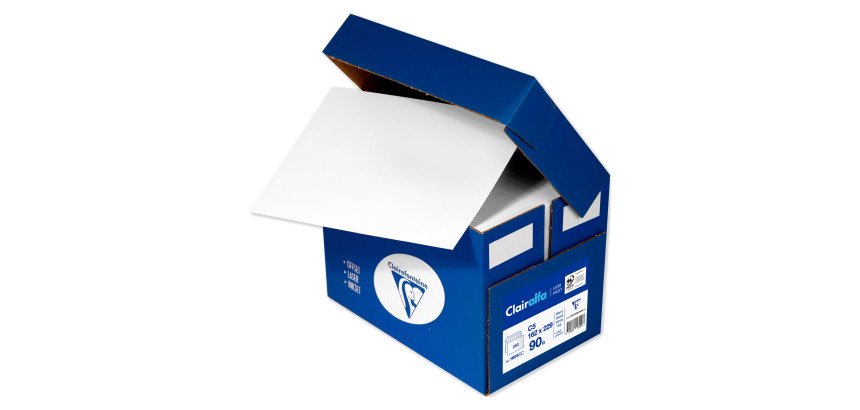 Enveloppe Clairefontaine blanche 162 x 229 mm - format C5 - sans fenêtre - Boîte de 250
