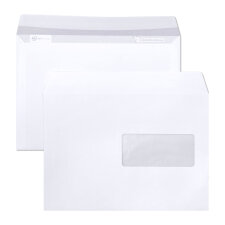 Enveloppe 162 x 229 mm Clairalfa Clairefontaine 90 g avec fenêtre 45 x 100 mm blanche - Boîte de 250