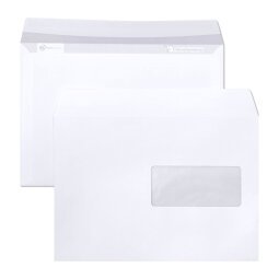 Enveloppe 162 x 229 mm Clairalfa Clairefontaine 90 g avec fenêtre 45 x 100 mm blanche - Boîte de 250