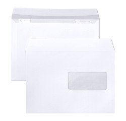 Sobre 162 x 229 mm Clairalfa Clairefontaine 90 g con ventana 45 x 100 mm blanca - Caja de 250