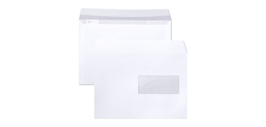 Enveloppe Clairefontaine blanche 162 x 229 mm - format C5 - avec fenêtre - Boîte de 250