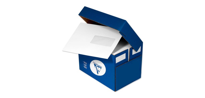 Enveloppe 162 x 229 mm Clairalfa Clairefontaine 90 g avec fenêtre 45 x 100 mm blanche - Boîte de 250