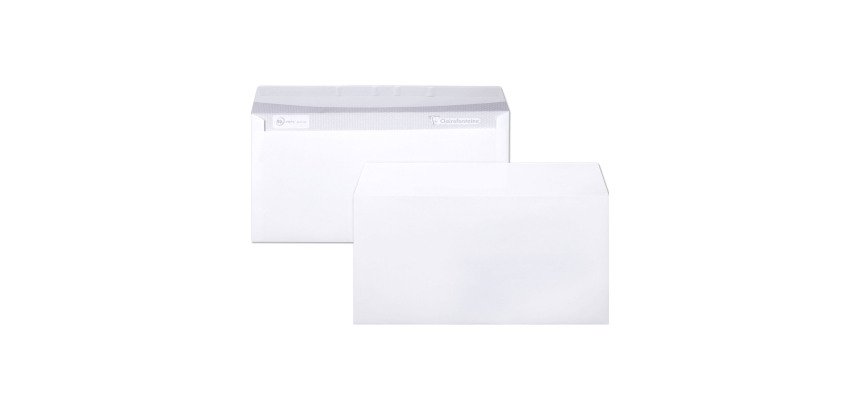 Enveloppe Clairefontaine blanche 110 x 220 mm - format DL - sans fenêtre - Boîte de 250