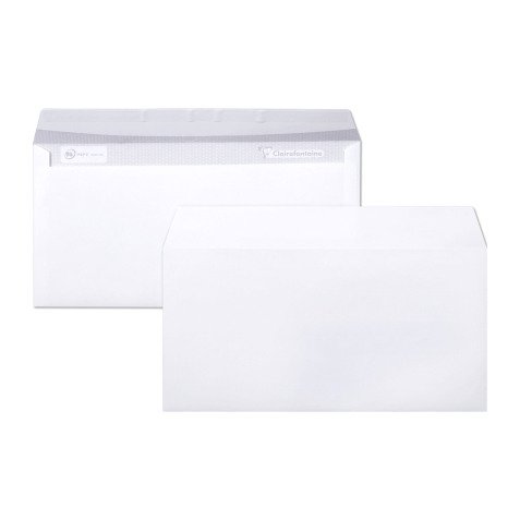 Enveloppe Clairefontaine blanche 110 x 220 mm - format DL - sans fenêtre - Boîte de 250