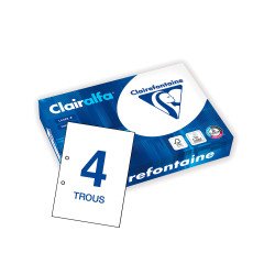 Papel A4 blanco 80 g Clairefontaine Clairalfa perforado 4 agujeros - Paquete de 500 hojas