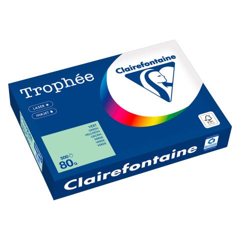 Papel Clairefontaine Throphée Color Verde A4 80 g Paquete de 500 hojas