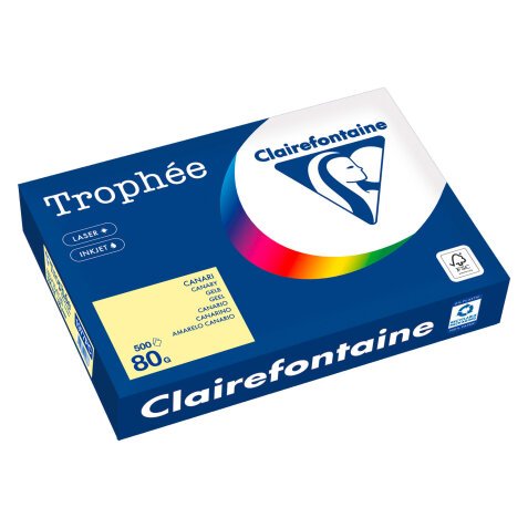 Papier A4 couleur 80 g Clairefontaine Trophée couleurs pastel - Ramette de 500 feuilles