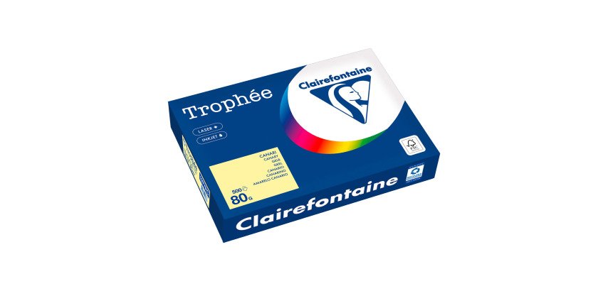 Papier A4 couleur 80 g Clairefontaine Trophée couleurs pastel - Ramette de 500 feuilles
