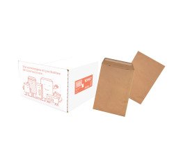 Pochettes admin kraft brun 162x229 mm gamme budget SF bande protectrice - Boîte de 500