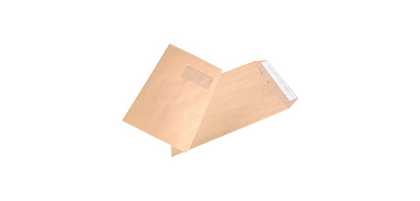Hauptverwaltungstasche Braun 229 x 324 mm - Mit Fenster 50 x 100 mm - Verschluss mit Schutzband - Box mit 250 Stück