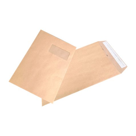 Pochette Administrative kraft brun 229 x 324 mm - Avec fenêtre 50 x 100 mm - Fermeture avec bande protectrice - Boîte de 250