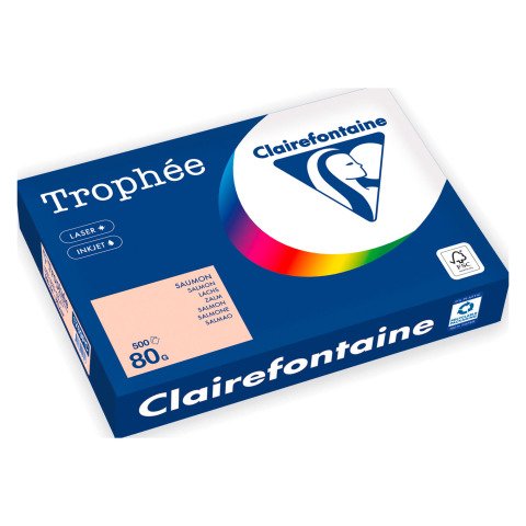 Papel Clairefontaine Throphée Color Salmón A4 80 g Paquete de 500 hojas