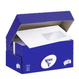 Enveloppe 110 x 220 mm Clairalfa Clairefontaine 90 g avec fenêtre 45 x 100 mm blanche - Boîte de 250