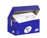 Enveloppe 110 x 220 mm Clairalfa Clairefontaine 90 g avec fenêtre 45 x 100 mm blanche - Boîte de 250