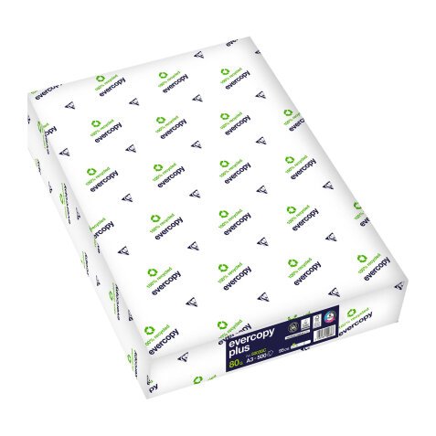 Papier recyclé A3 blanc 80 g Evercopy Plus - Ramette de 500 feuilles