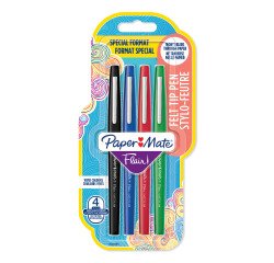 Rotulador Flair punta media Papermate Bolsa de 4 colores surtidos clásicos