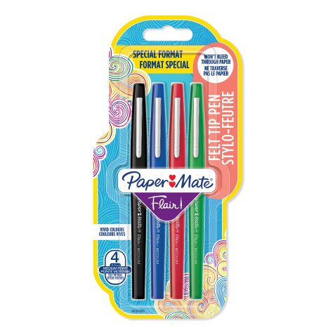 Etui van 4 viltstiften Papermate Flair klassiek - assortiment