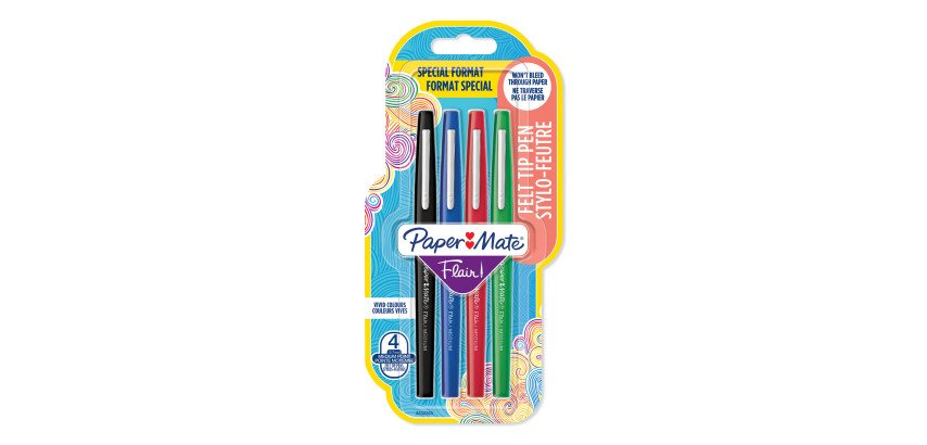 Stylo Filzstift Paper Mate Flair mittlere Schreibspitze - Packung mit 4 klassischen Farben