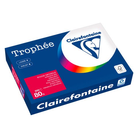 Papel Clairefontaine Throphée Color Grosella A4 80 g Paquete de 500 hojas