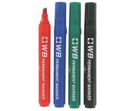 Rotulador permanente Budget punta biselada 2 mm - Bolsa de 4 colores surtidos