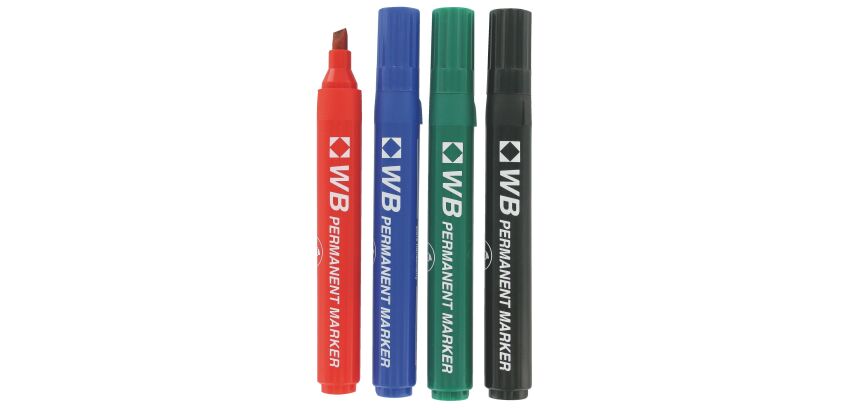 Marqueurs permanents pointe biseautée 2 mm - Pochette de 4 - Budget