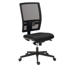 Chaise de bureau Bruneau Activ' - Tissu et maille - Dossier haut avec soutien lombaire - Pieds noirs
