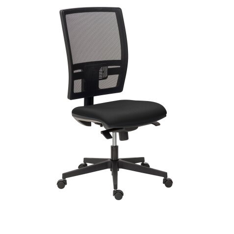 Chaise de bureau Bruneau Activ' - Tissu et maille - Dossier haut avec soutien lombaire - Pieds noirs