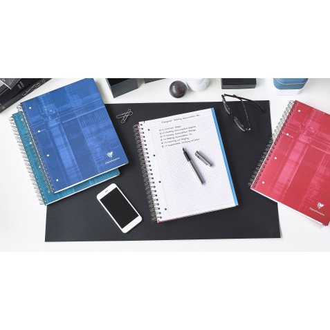 Cahier spirale Clairefontaine Bind'o block A4+ 22,5 x 29,7 cm perforé petits carreaux 240 pages