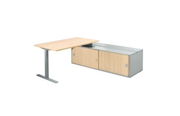 Desk Optyma with side on auxiliary cupboard