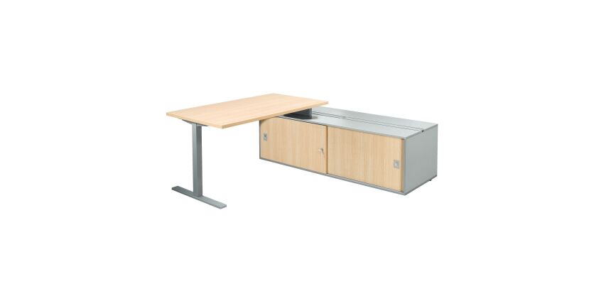 Desk Optyma with side on auxiliary cupboard