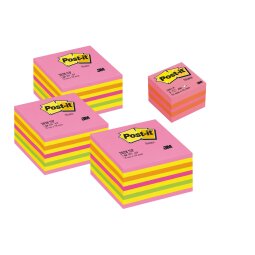 Set van 3 Post-it blokjes neon + 1 mini blokje gratis