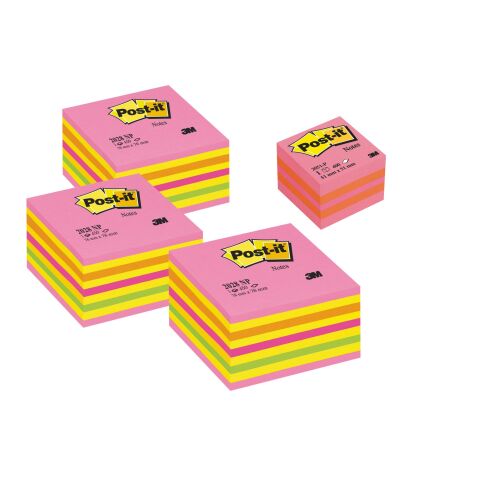 Set of 3 blocks Post-it neon + 1 mini cube for free