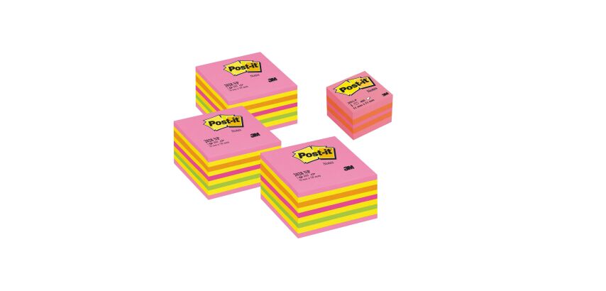 Set von 3 Post-It Blöcken Neon + 1 Mini-Block gratis
