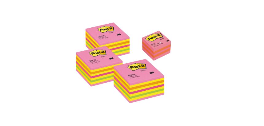 Pack de 3 blocs cube repositionnable néon + 1 mini cube offert