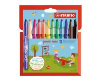Etui mit 12 Buntstiften Stabilo Power Sortiment mit extra breiter und runder Spitze