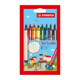 Hoesje met 8 viltstiften Stabilo Trio Scribbi assortiment brede punt