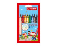 Hoesje met 8 viltstiften Stabilo Trio Scribbi assortiment brede punt
