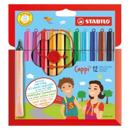 Stiften Stabilo Cappi geassorteerde kleuren medium punt - Pak van 12