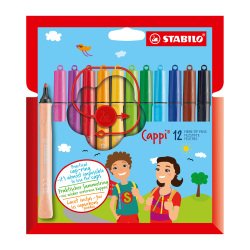 Feutres Stabilo Cappi couleur assorties pointe moyenne - Trousseau de 12